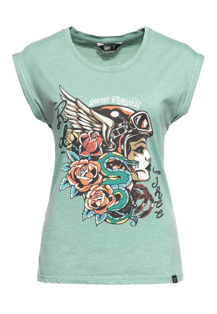 Queen Kerosin Sleveless Enzymewash Shirt «Snake Girl» Jubiläumsangebot