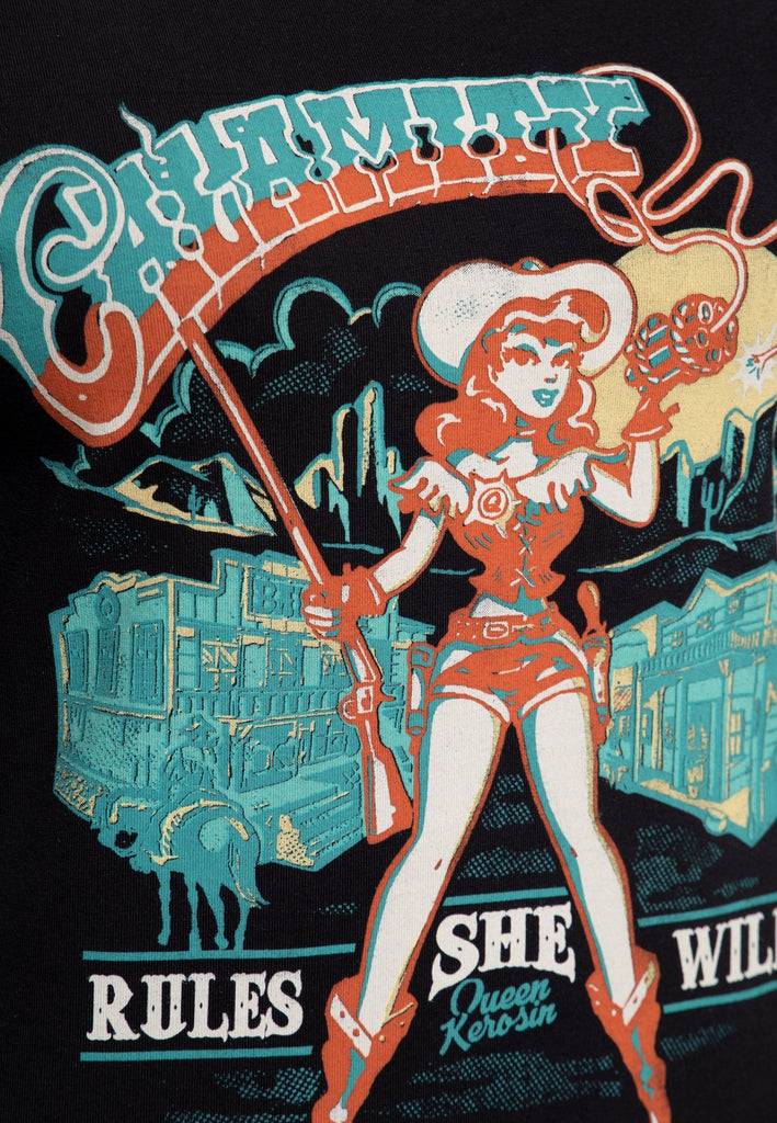 Queen Kerosin Print T-Shirt «Calamity Queen» Heißer Verkauf