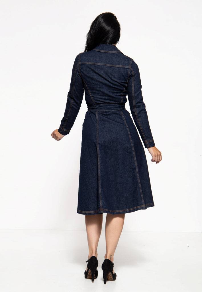 Queen Kerosin Denim Swing-Dress «Q Crown» Tiefpreis