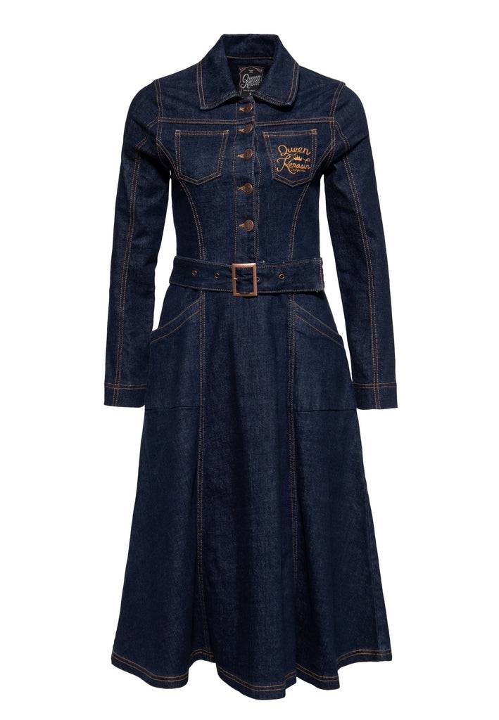 Queen Kerosin Denim Swing-Dress «Q Crown» Tiefpreis