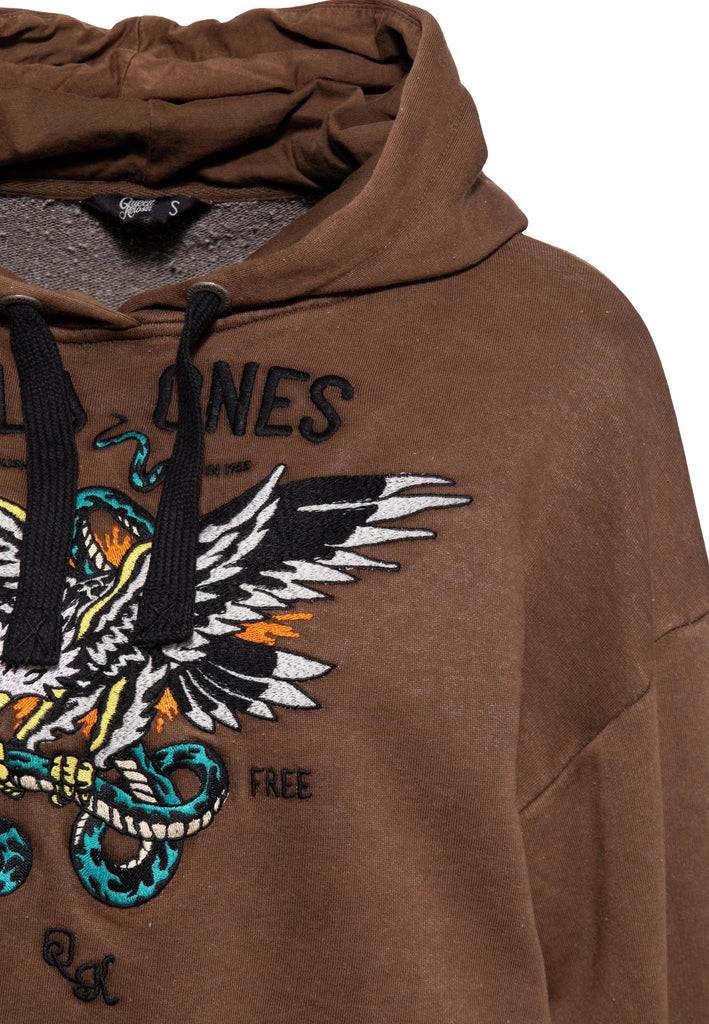 Queen Kerosin Hoodie «Wild Ones Ride Free» Sonderangebot der Fabrik