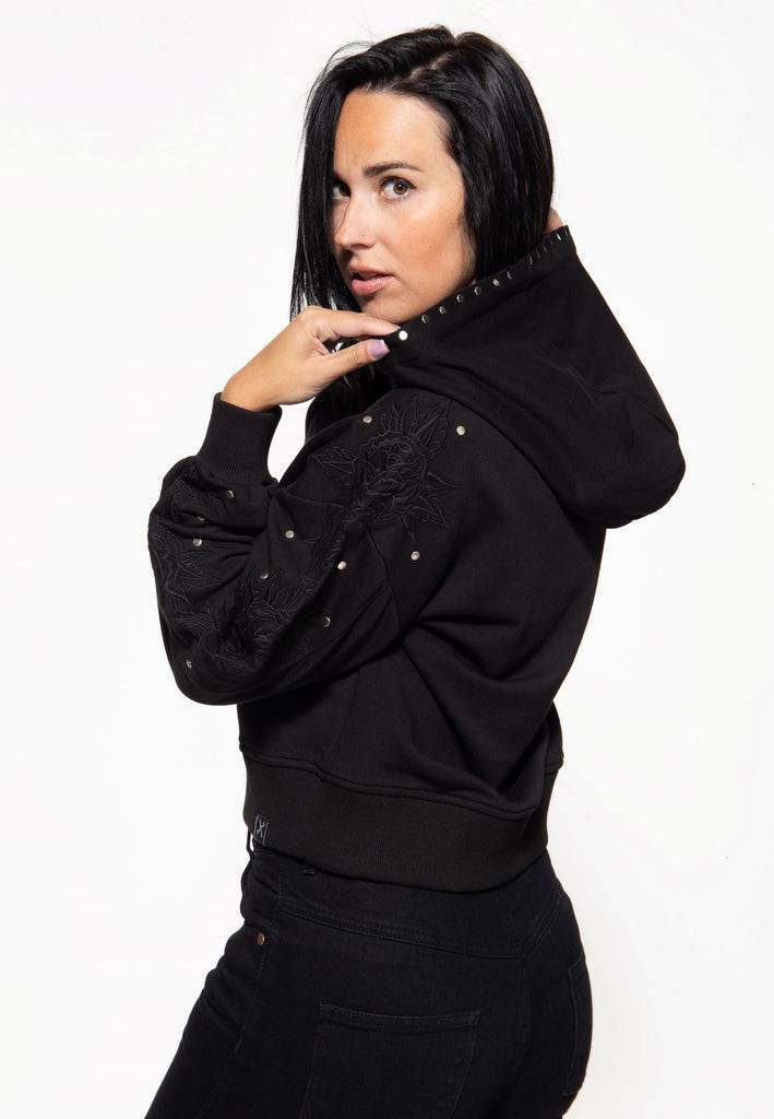 Queen Kerosin Hoodie «Rose Face» Vierteljährliche Förderung