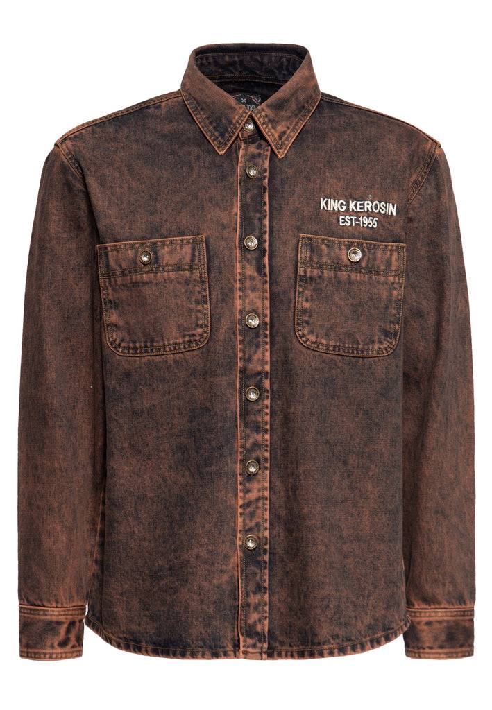 Queen Kerosin Denim Worker Hemd Tint Washed Super Rabatt