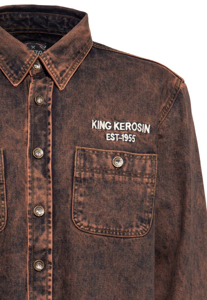 Queen Kerosin Denim Worker Hemd Tint Washed Super Rabatt