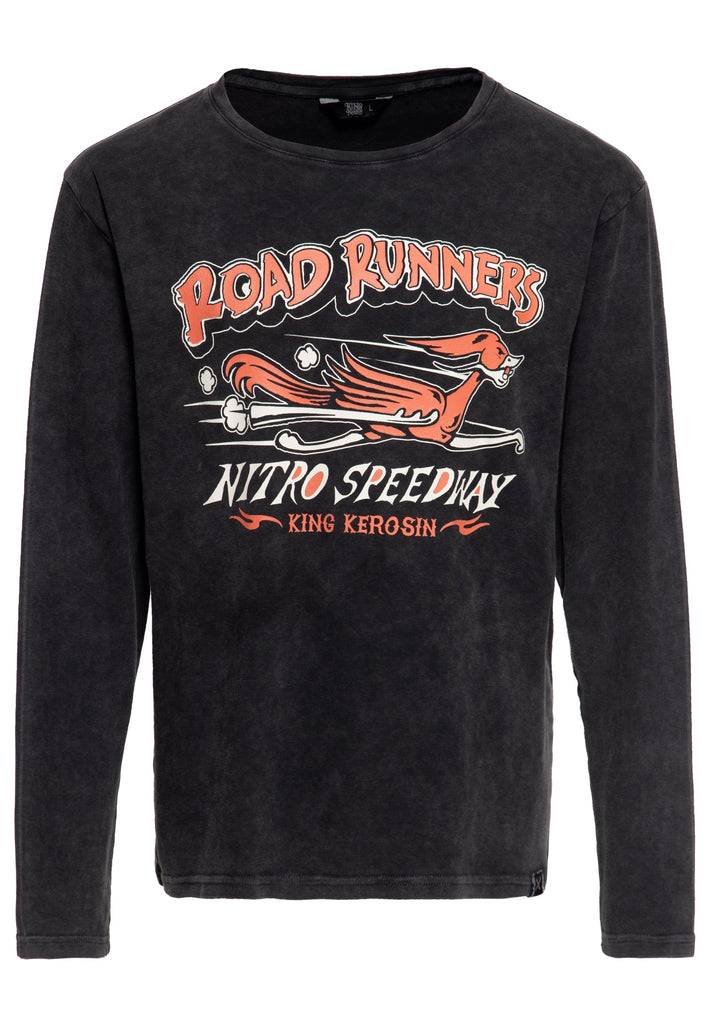 Queen Kerosin Acid washed Longsleeve «Road Runners» Fabrikladen