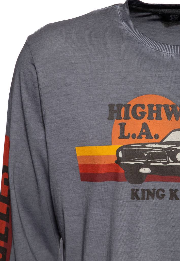 Queen Kerosin Acid Wash Longsleeve «Highway to LA» Blitzverkäufe