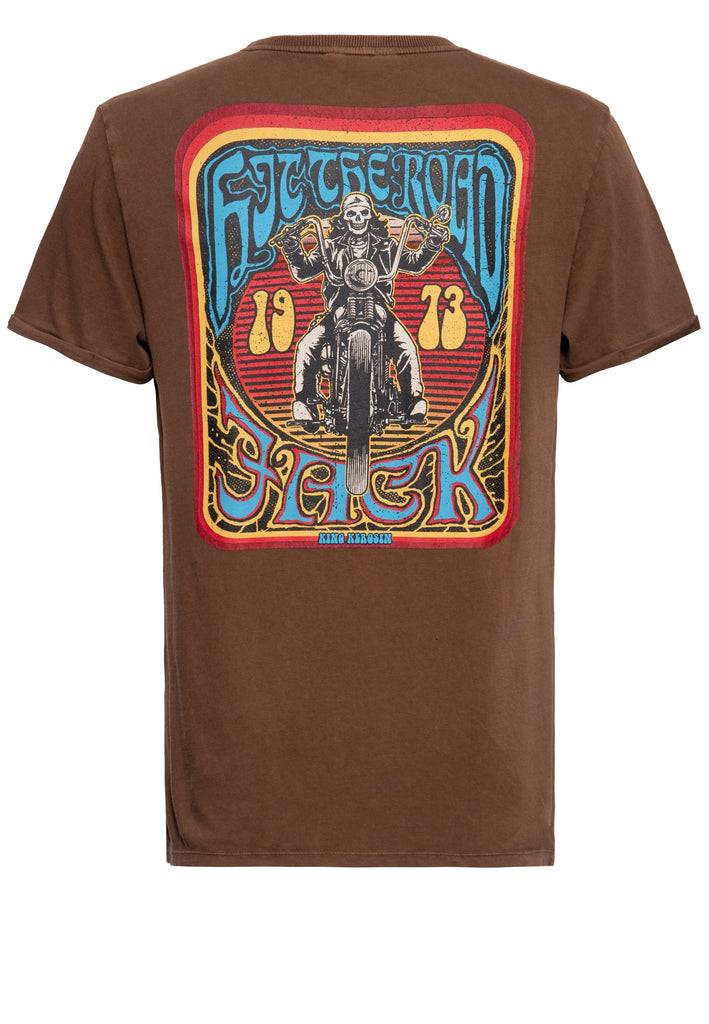 Queen Kerosin Acidwash T-Shirt «Hit the Road Jack» Rabatt