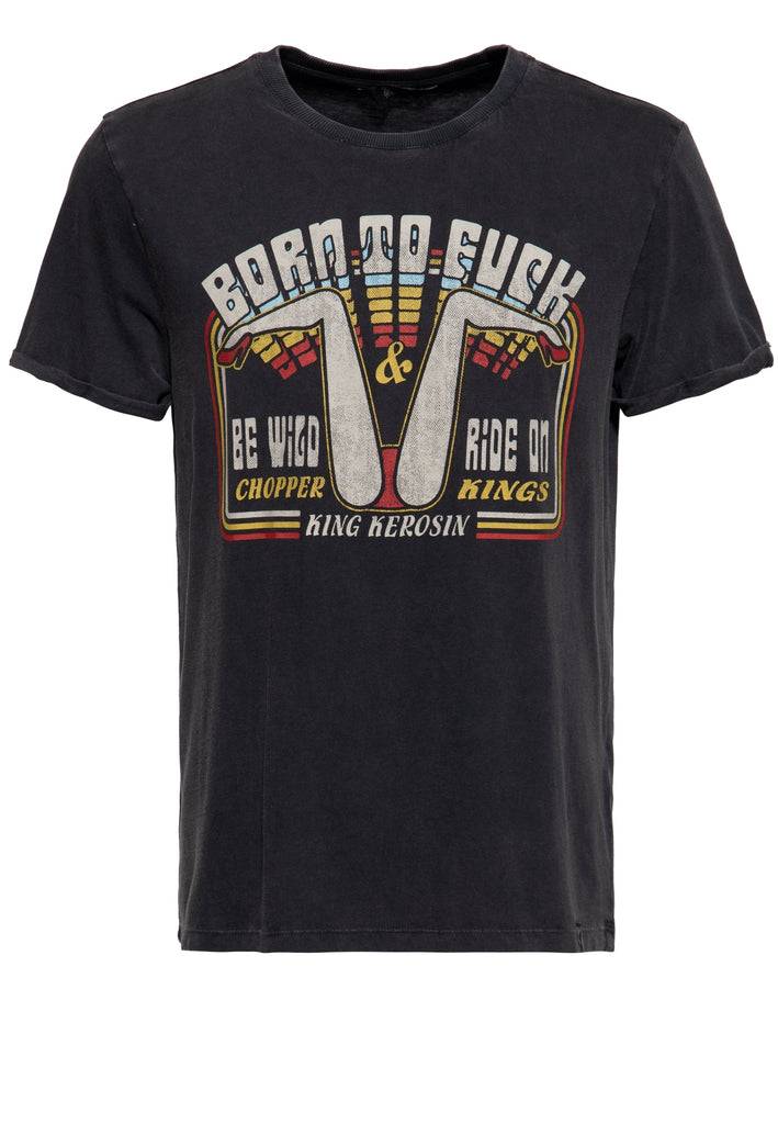 Queen Kerosin Acidwash T-Shirt «Born to fuck»