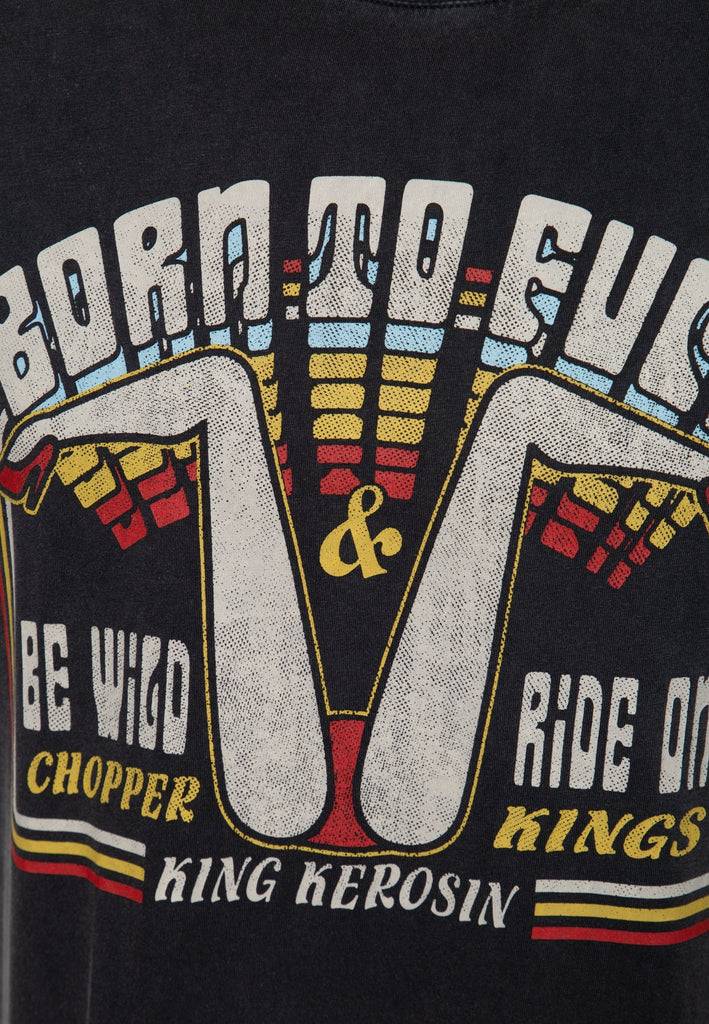 Queen Kerosin Acidwash T-Shirt «Born to fuck» Günstig kaufen
