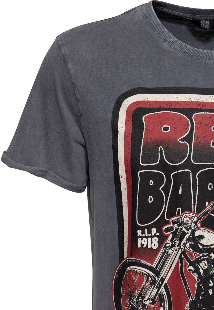Queen Kerosin Acid washed T-Shirt «Red Baron Speedshop» Großer Ausverkauf