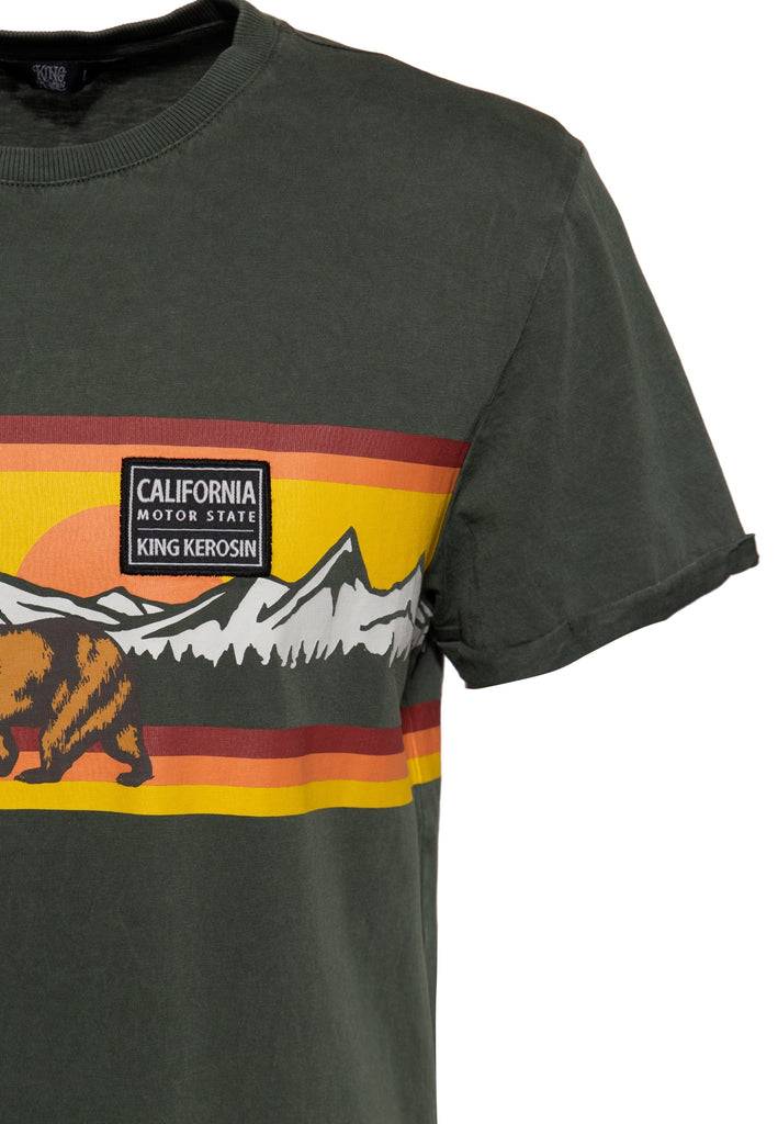 Queen Kerosin Acidwash T-Shirt «CA Bear» Flash Sale