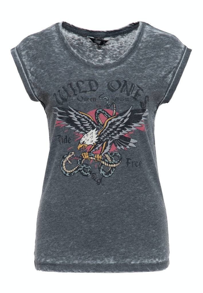 Queen Kerosin T-Shirt Enzyme Wash «Wild Ones» Preisnachlass