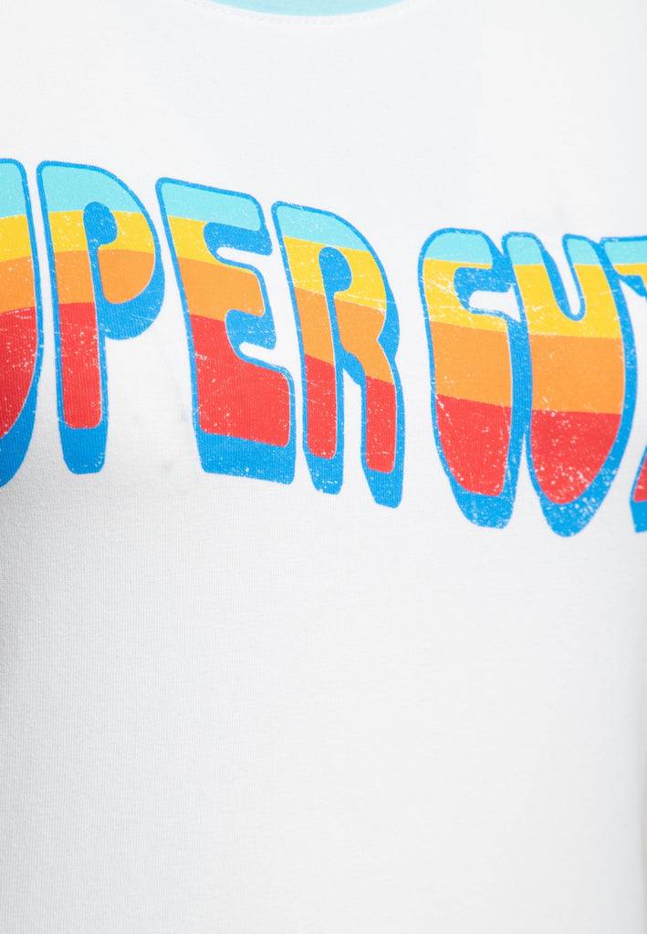 Queen Kerosin Vintage Ringer T-Shirt «Super Cutie» Saisonschlussverkauf