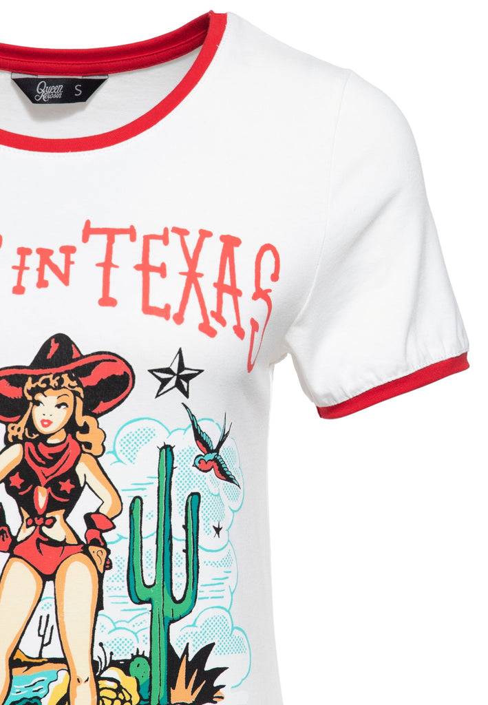 Queen Kerosin Contrast T-Shirt «Deep in Texas» Black Friday