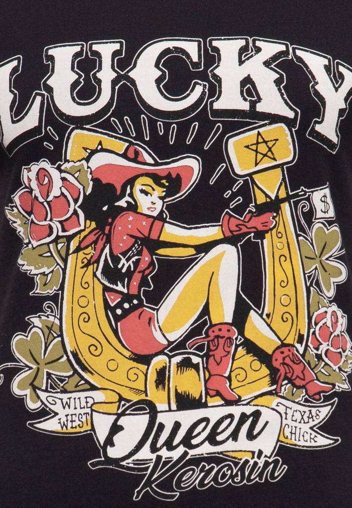 Queen Kerosin Print T-Shirt «Lucky» Lagerräumung