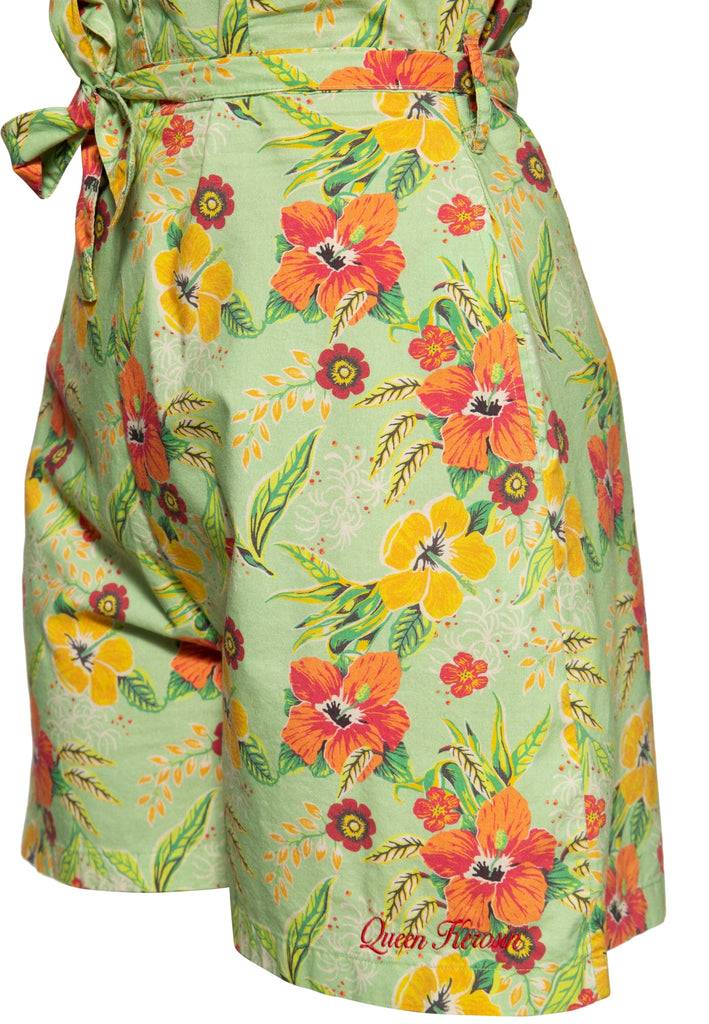 Queen Kerosin Blusen Jumpsuit «Hibiscus Mint» Kauf eins, bekomm eins gratis
