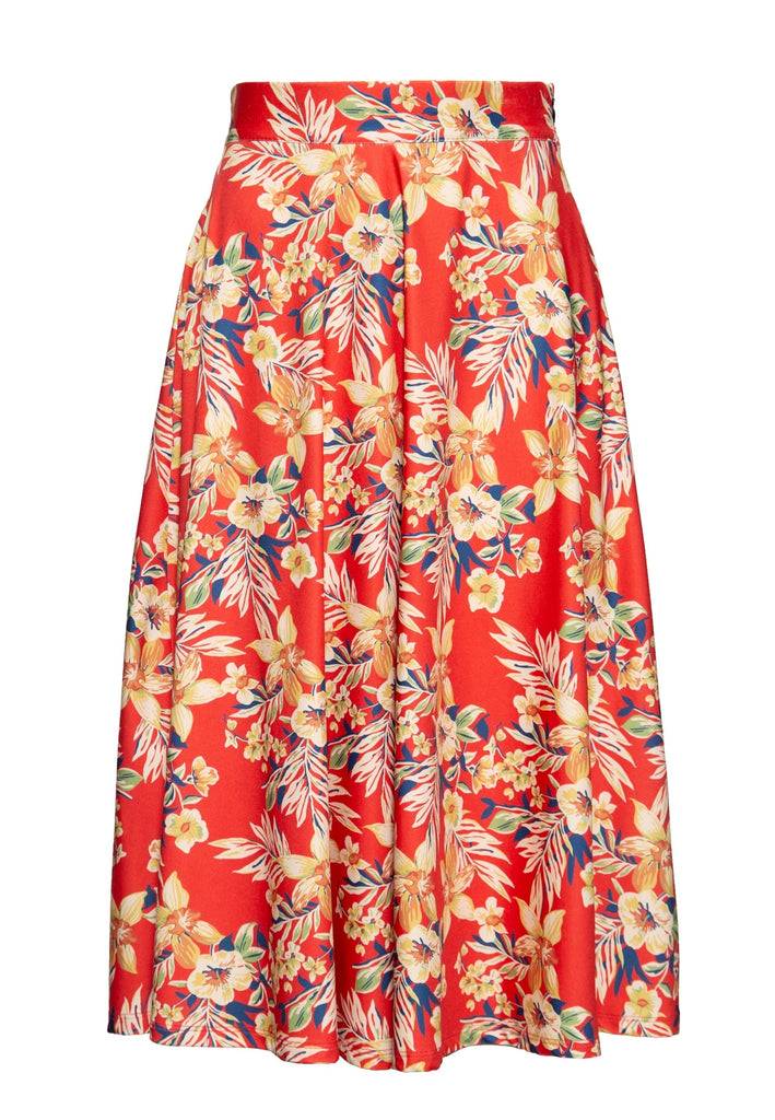 Queen Kerosin Swing Rock mit tropischen All-over-Print «Hawaii Red» Sonderangebote