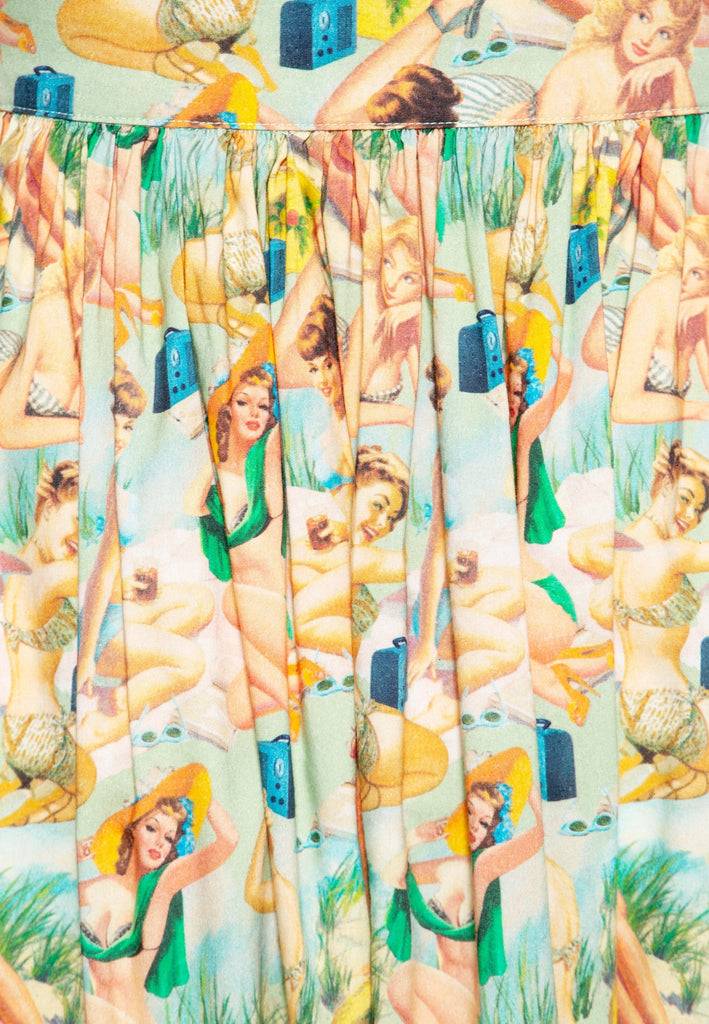 Queen Kerosin Swing Wickelrock mit Pin-Up All-Over-Print «Pin-Up» Tiefpreis