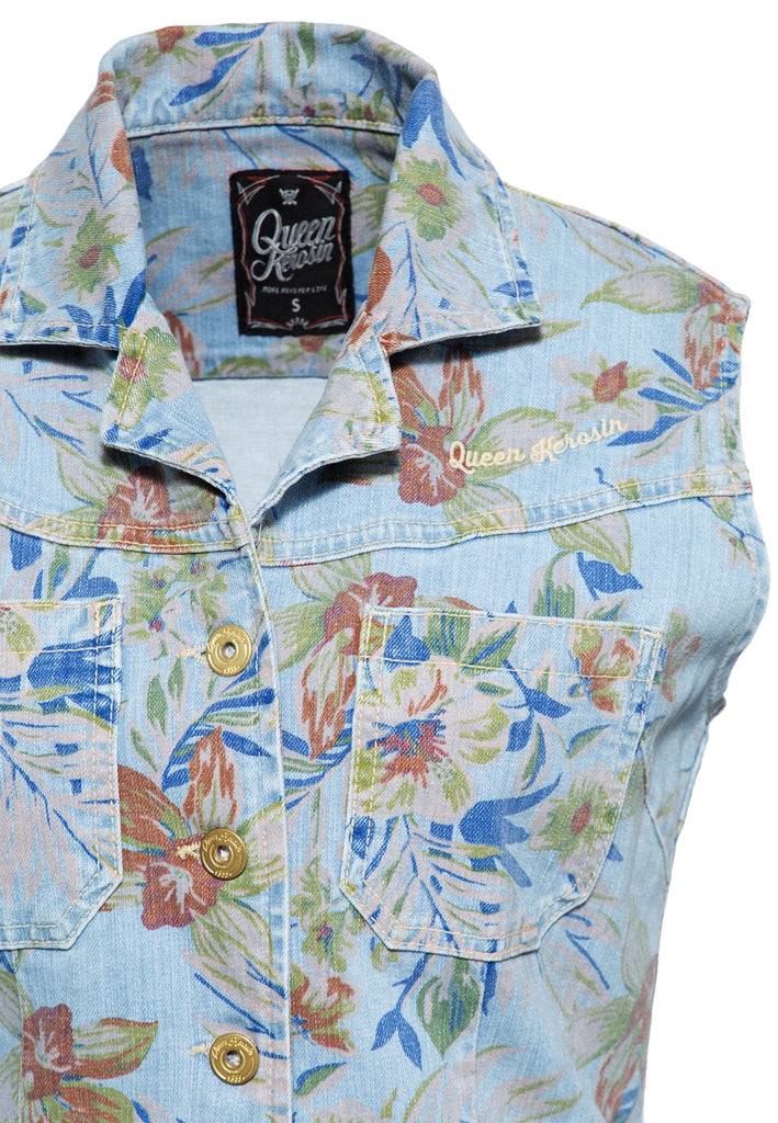 Queen Kerosin Denim Workwear Swing Kleid «Hawaii» Wochenangebot