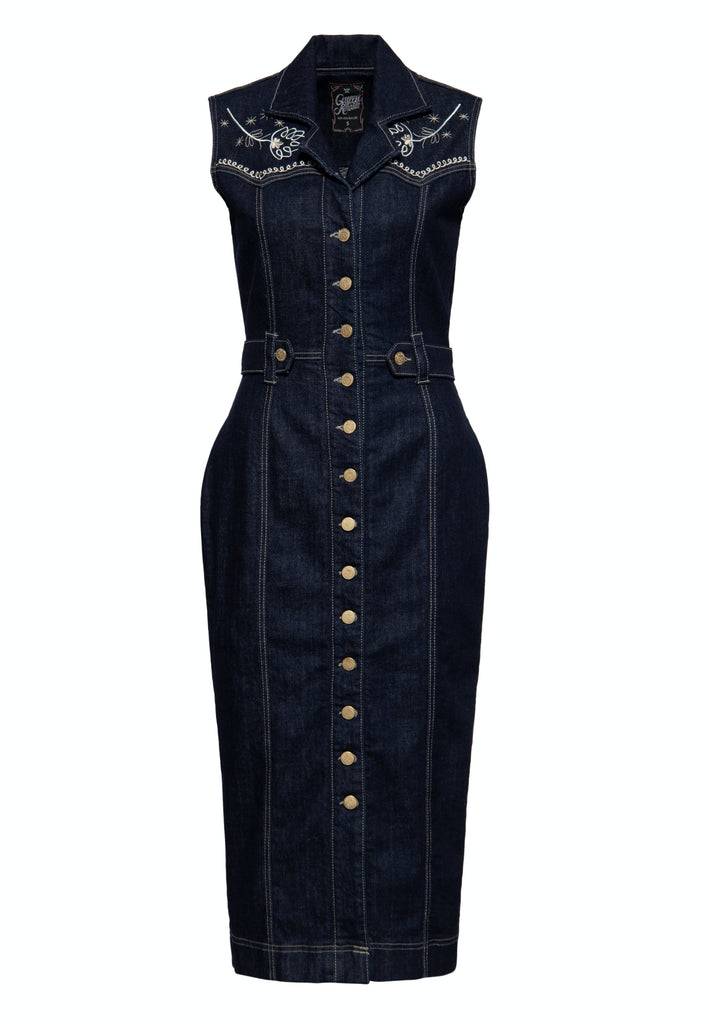 Queen Kerosin Pencil Kleid mit Stickereien