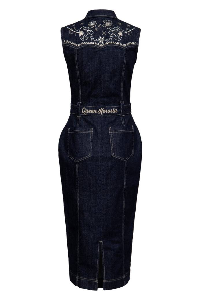 Queen Kerosin Pencil Kleid mit Stickereien Letzte 3 Tage