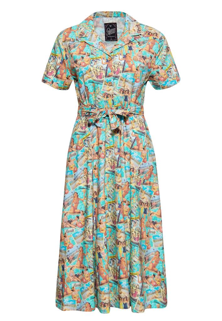 Queen Kerosin Swing Kleid «Blue Heaven»