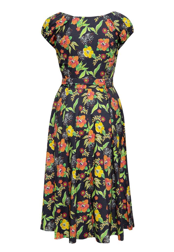 Queen Kerosin Swing Kleid «Hibiskus Black» Bis zu 65% Rabatt