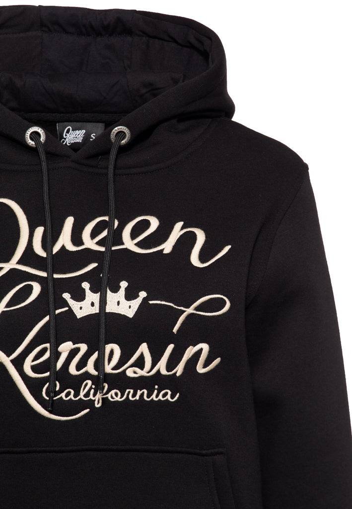 Queen Kerosin Hoodie mit Stickerei «Q California» Vierteljährliche Förderung