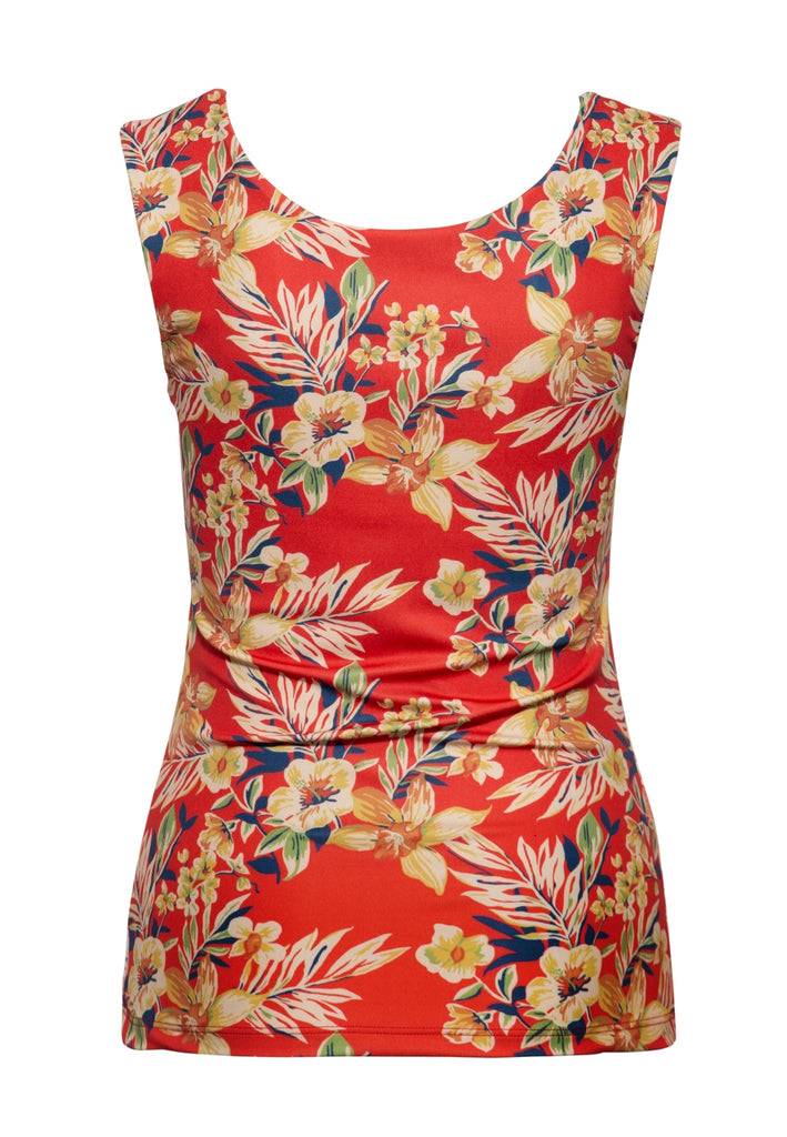 Queen Kerosin Trägertop mit tropischem All-Over-Print «Hawaii Red» Fabrikladen
