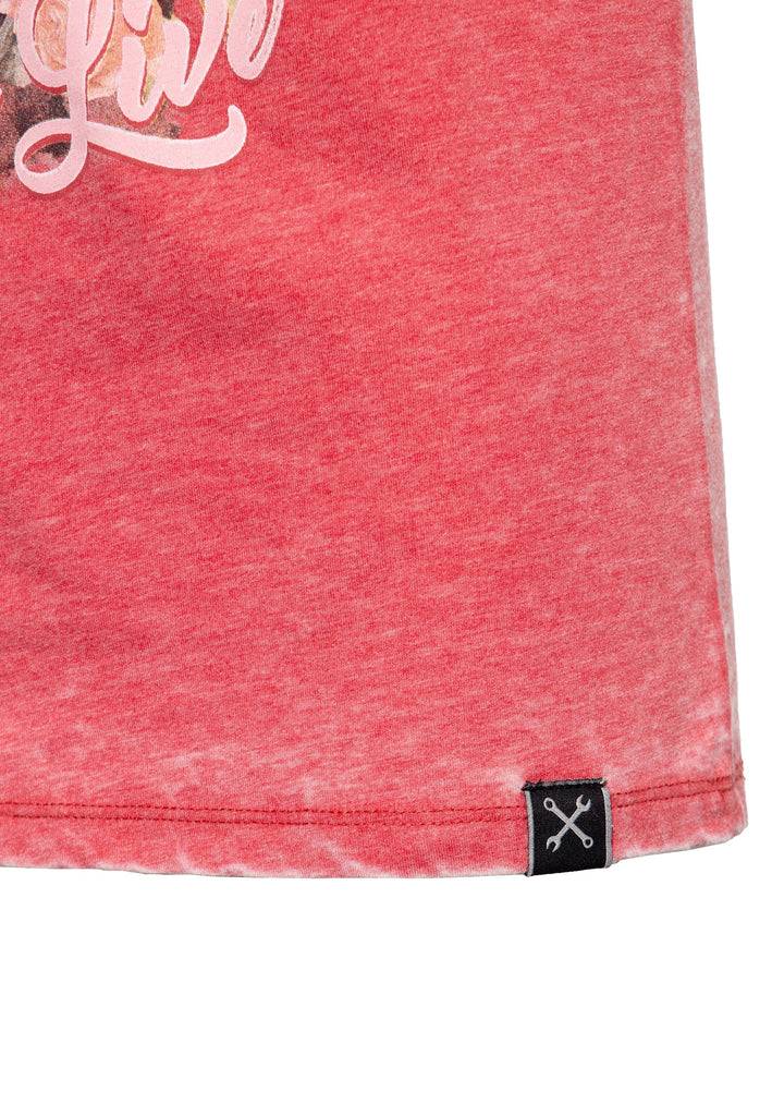 Queen Kerosin Roll-Up Sleeve T-Shirt «Ride to Live» Im Verkauf