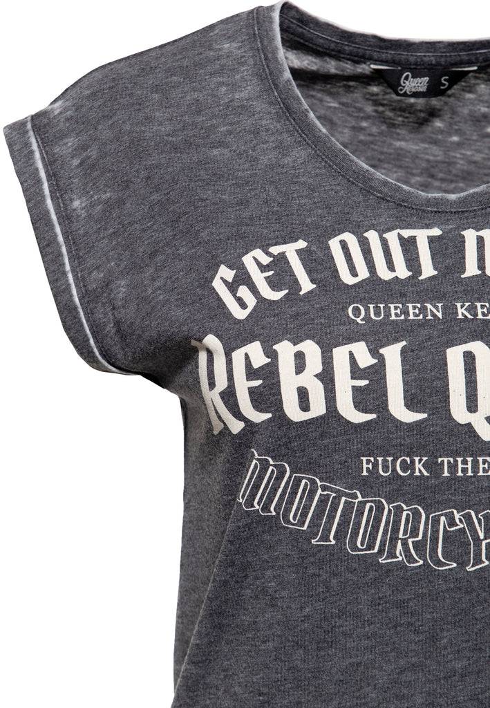 Queen Kerosin Roll-Up Sleeve T-Shirt «Rebel Queens Motorcycle Gang» 50% Rabatt für begrenzte Zeit