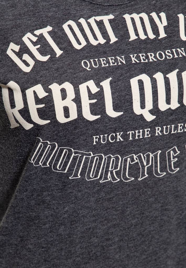 Queen Kerosin Roll-Up Sleeve T-Shirt «Rebel Queens Motorcycle Gang» 50% Rabatt für begrenzte Zeit