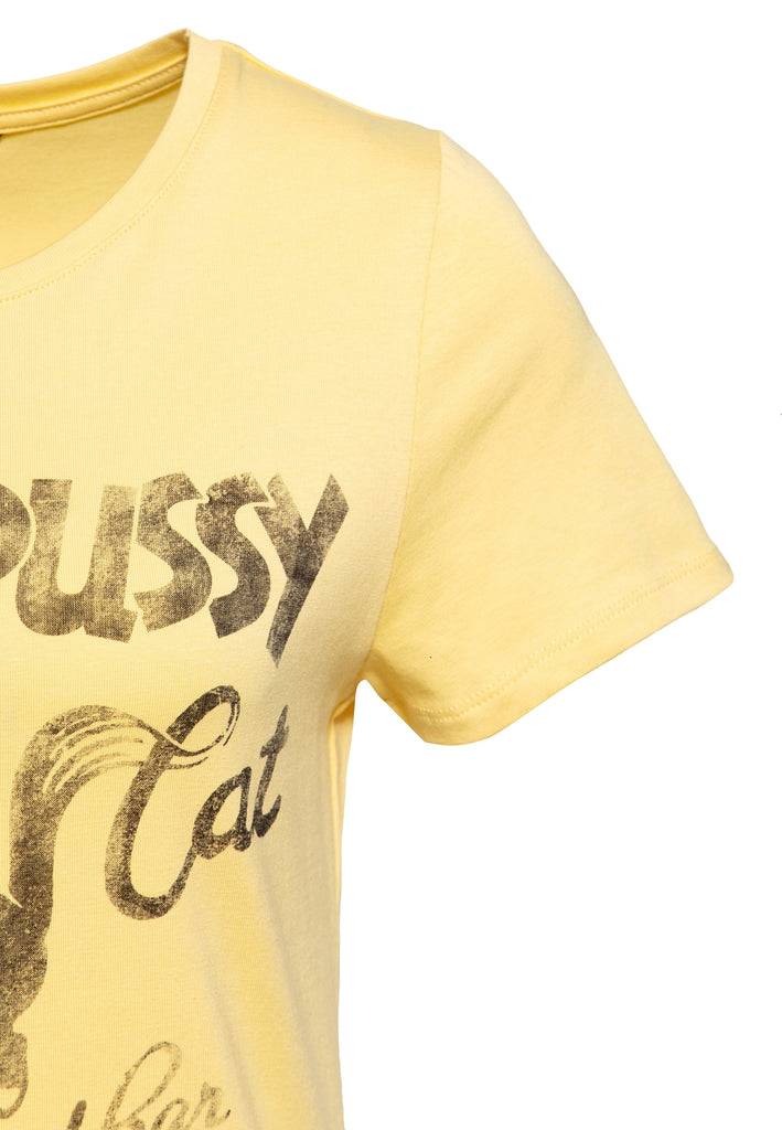 Queen Kerosin Print T-Shirt «Black Pussy Cat» Auslauf