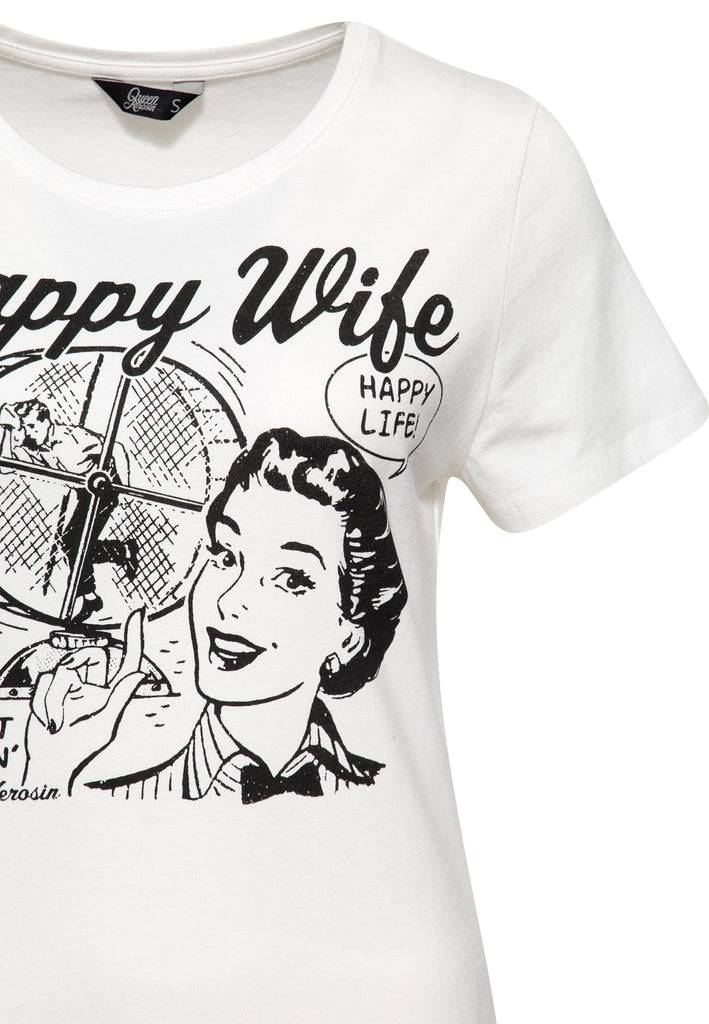 Queen Kerosin Print T-Shirt «Happy Wife» Angebote