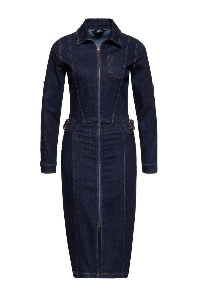 Queen Kerosin Denim Workwear Pencil Kleid Cyber Monday