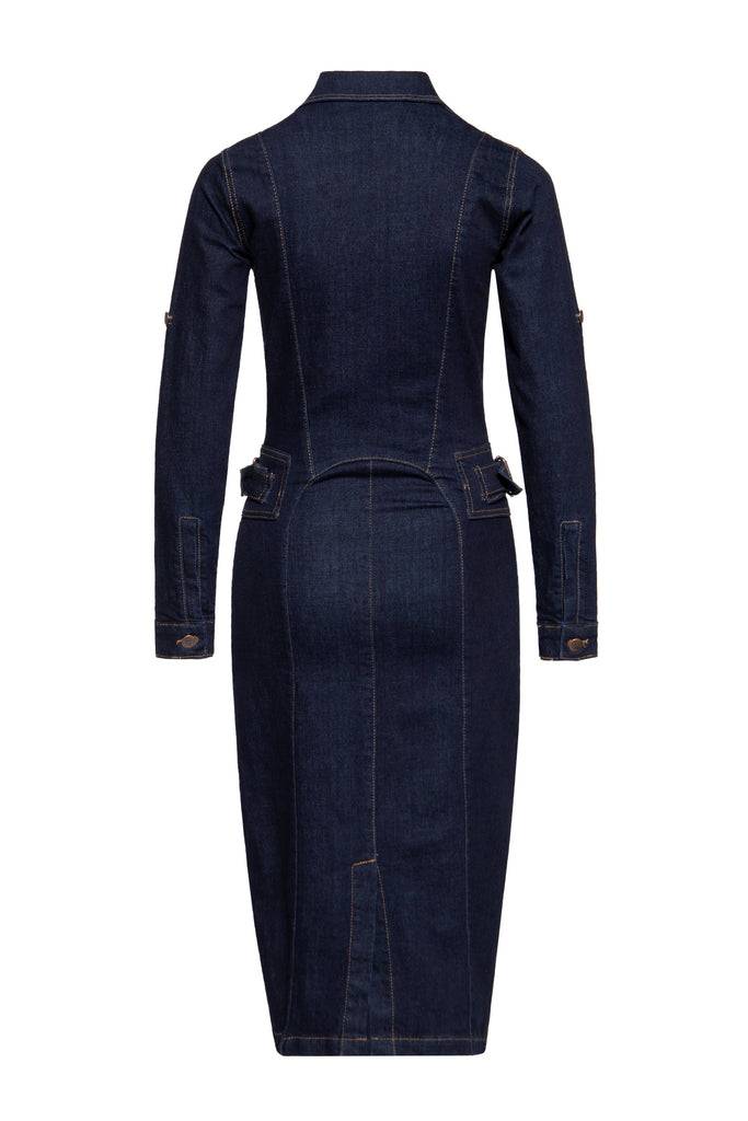 Queen Kerosin Denim Workwear Pencil Kleid Cyber Monday