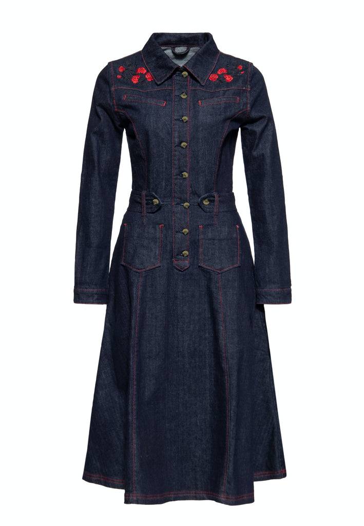 Queen Kerosin Western Swing Kleid «Roses» Valentinstagsangebot