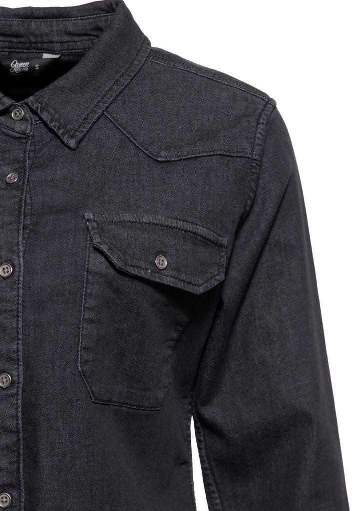 Queen Kerosin Washed Joggdenim Shirt «Snake Girl» Heißer Verkauf