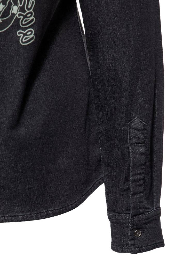Queen Kerosin Washed Joggdenim Shirt «Snake Girl» Heißer Verkauf