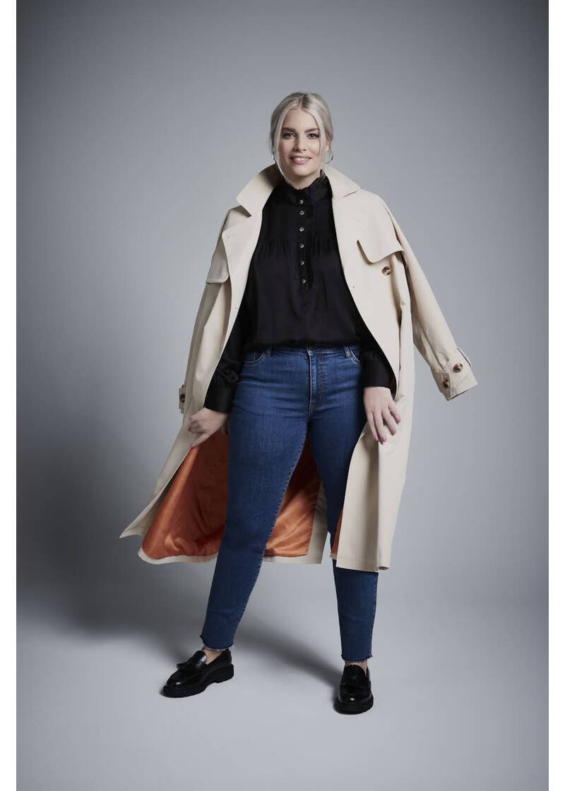 ROCK YOUR CURVES by Angelina Trenchcoat in EcruArtikelnummer RYC-LCAK-0496-101 Online Shopping