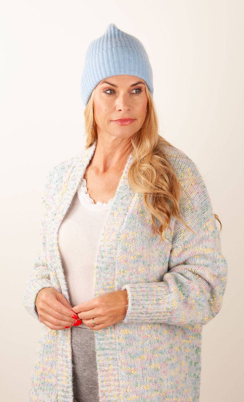 fleur Kaschmir Mütze Melange Blau Neuheiten
