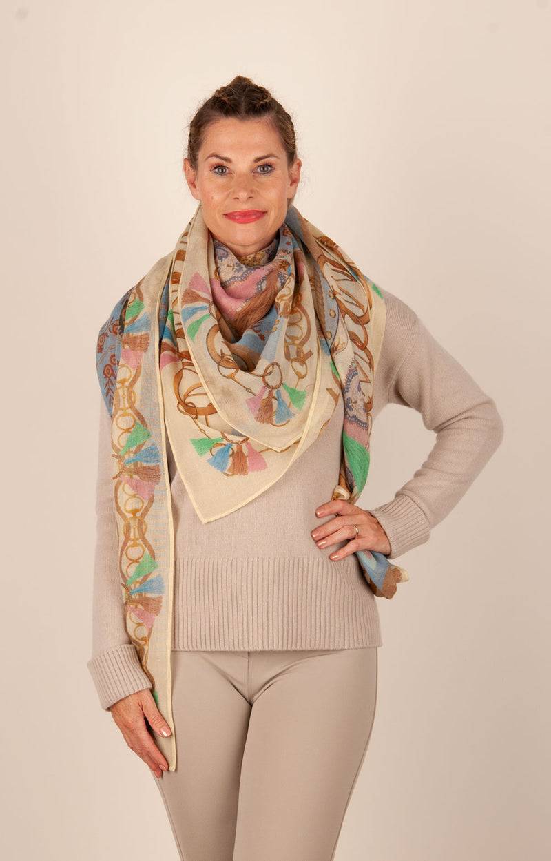 Mucho Gusto Viereckstuch „Zürich“ Creme | Beige | Multicolor Letzte 3 Tage