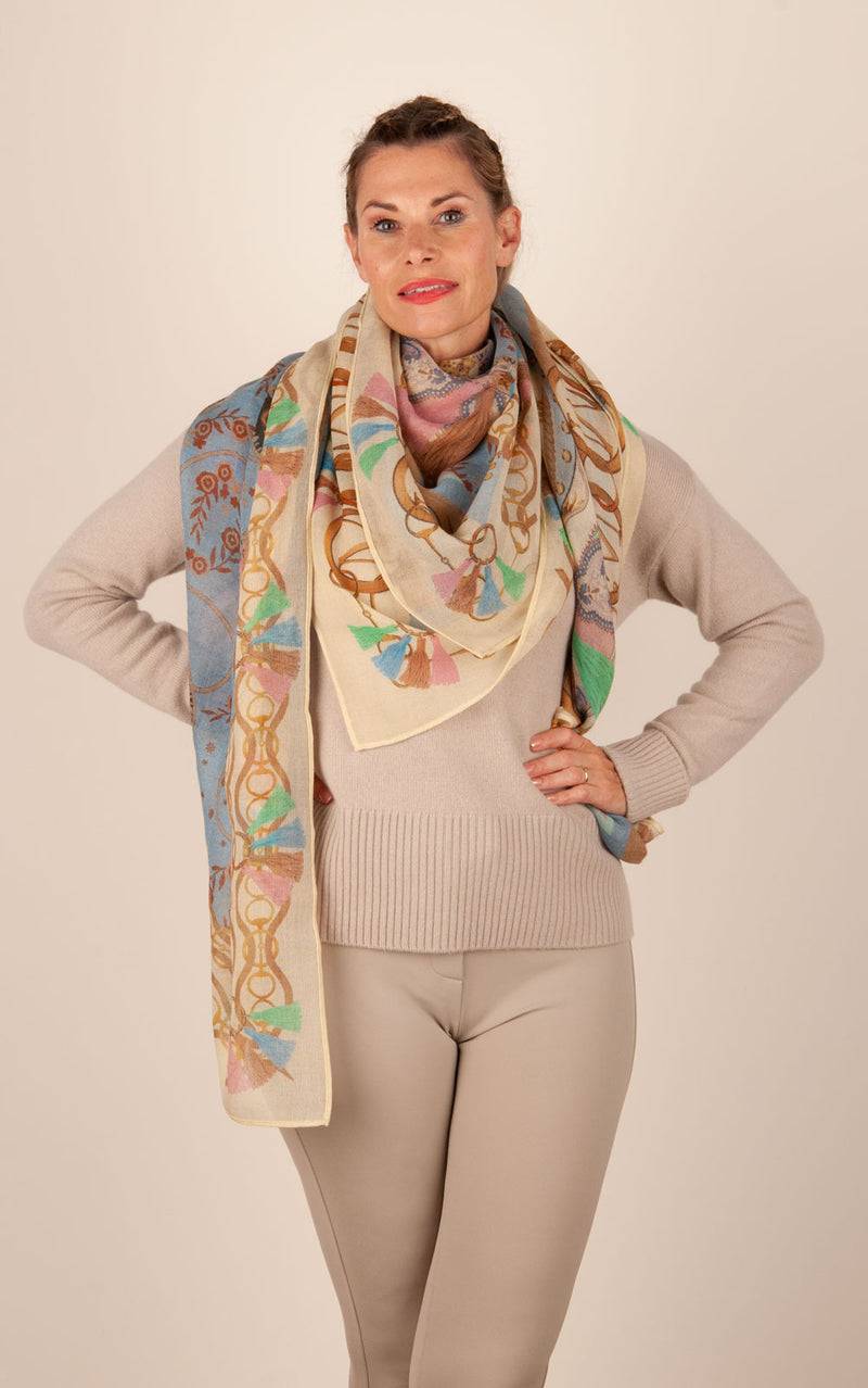 Mucho Gusto Viereckstuch „Zürich“ Creme | Beige | Multicolor Letzte 3 Tage