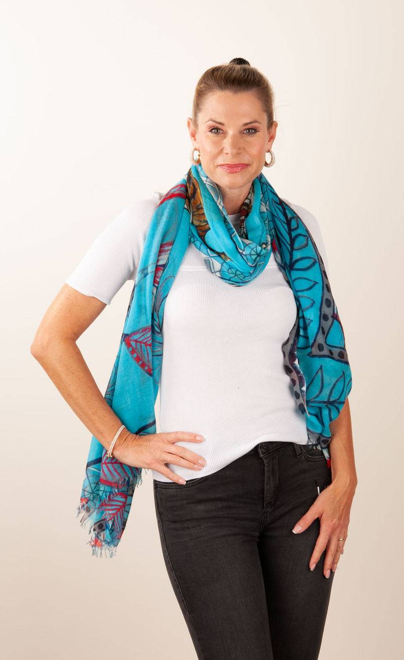 Simone Bruns Schal „Tiger“ Türkis | Multicolor Neueste Stile