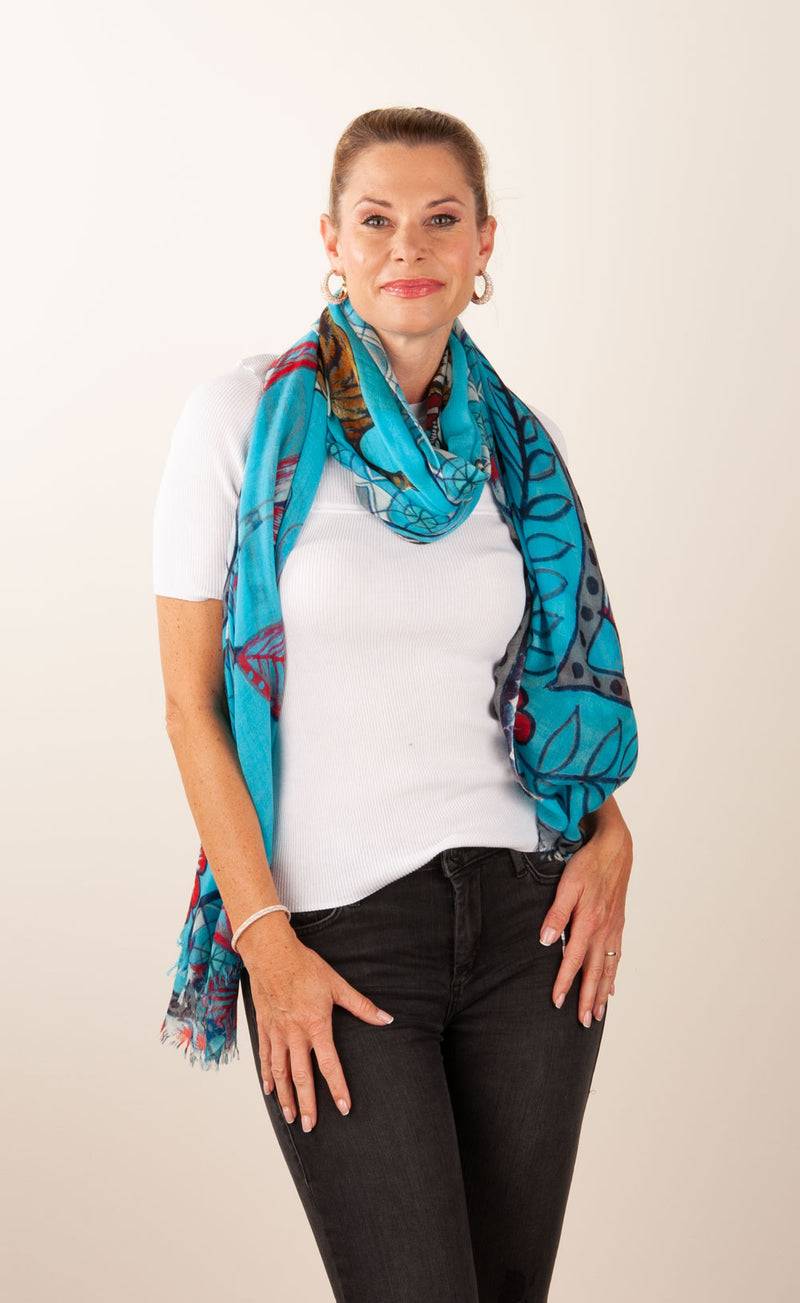 Simone Bruns Schal „Tiger“ Türkis | Multicolor Neueste Stile