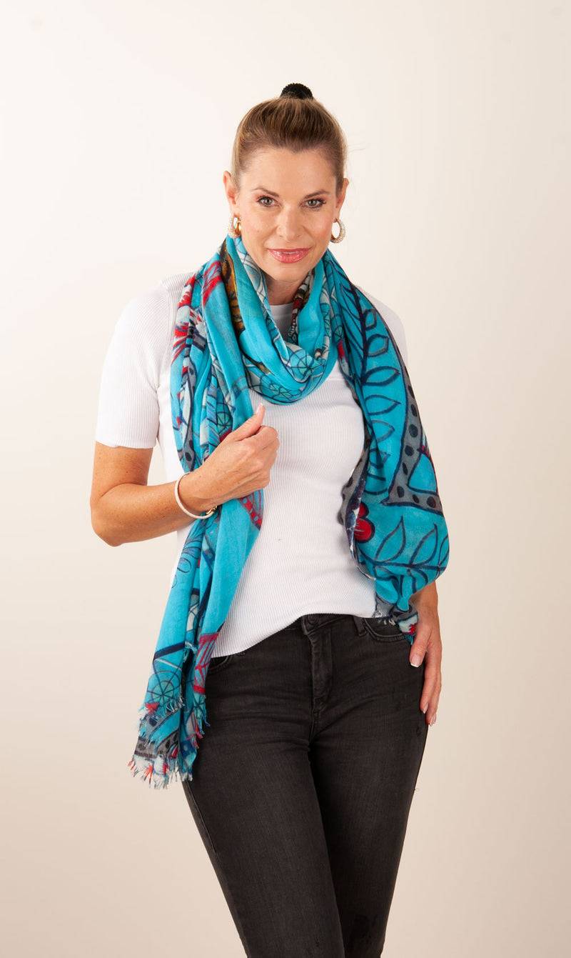 Simone Bruns Schal „Tiger“ Türkis | Multicolor Neueste Stile