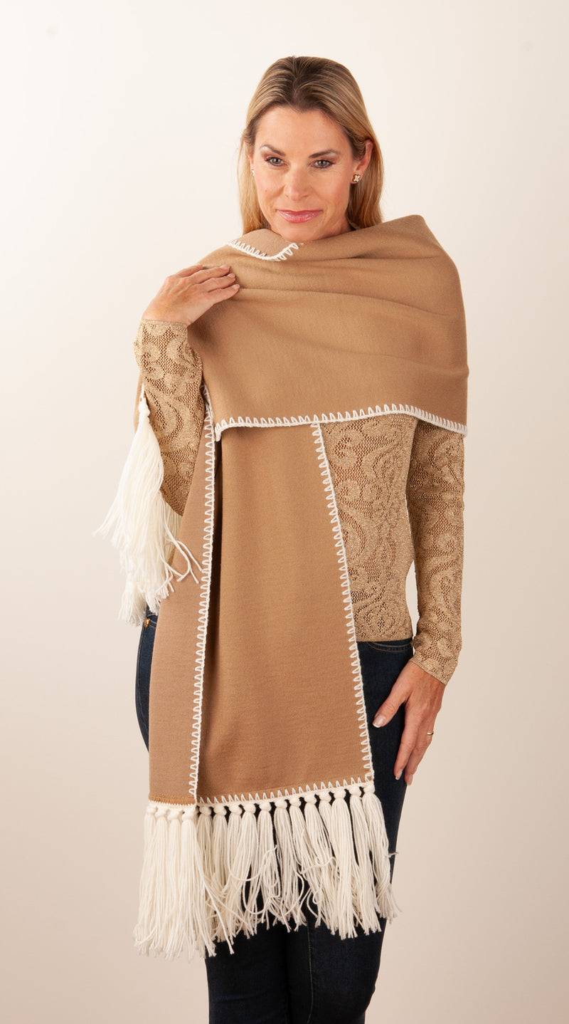 Luisa Spagnoli Schal Camel | Weiß Bis zu 60% Rabatt