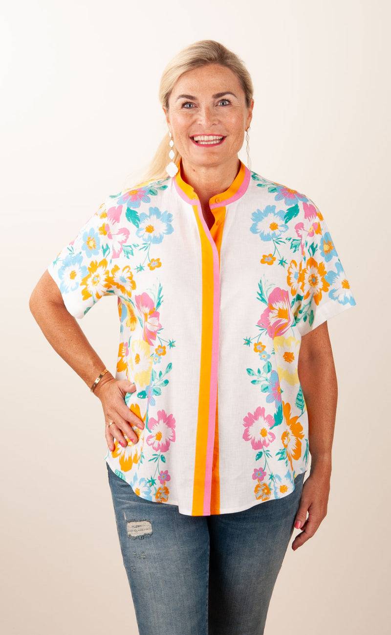 Herzensangelegenheit Blusenshirt Weiß | Pink | Orange | Multicolor Sonderangebot der Fabrik