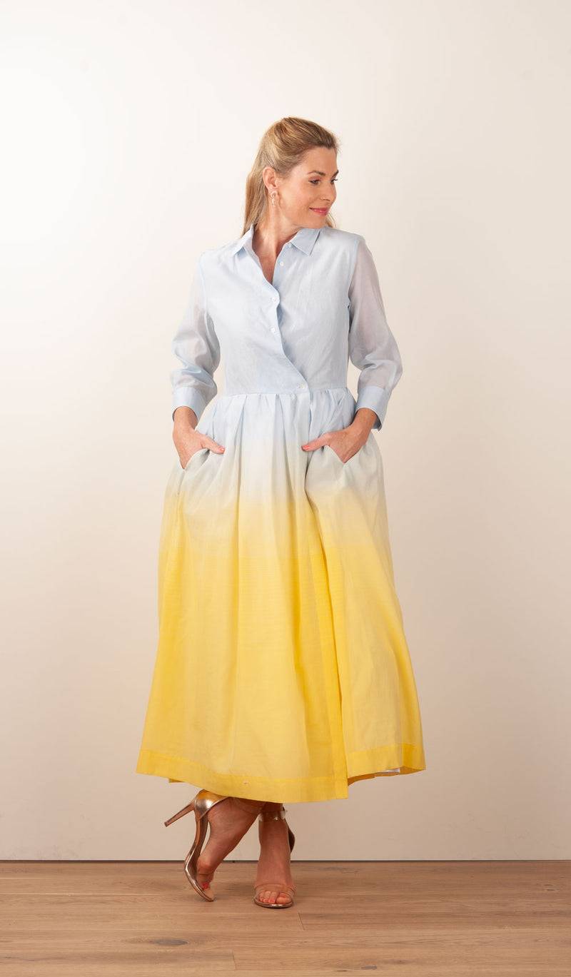 Sara Roka Kleid Hellblau | Gelb | Multicolor Kostenloser Versand international