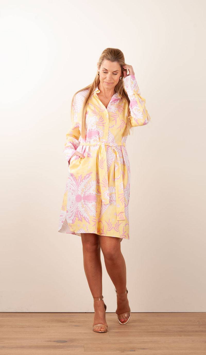 Herzensangelegenheit Kleid Weiß | Gelb | Rosa Begrenzt auf 3 Tage